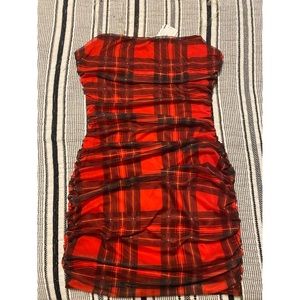 Red plaid mini dress
